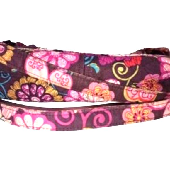 Vera Bradley "Libby" Brown & Pink Mod Floral Fabric Small Shoulder Bag 10"X6"X3" - Picture 4 of 9